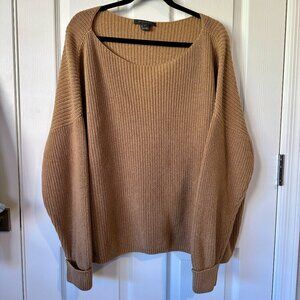 French Connection Boatneck Cotton Sweater CAMEL/TAN
